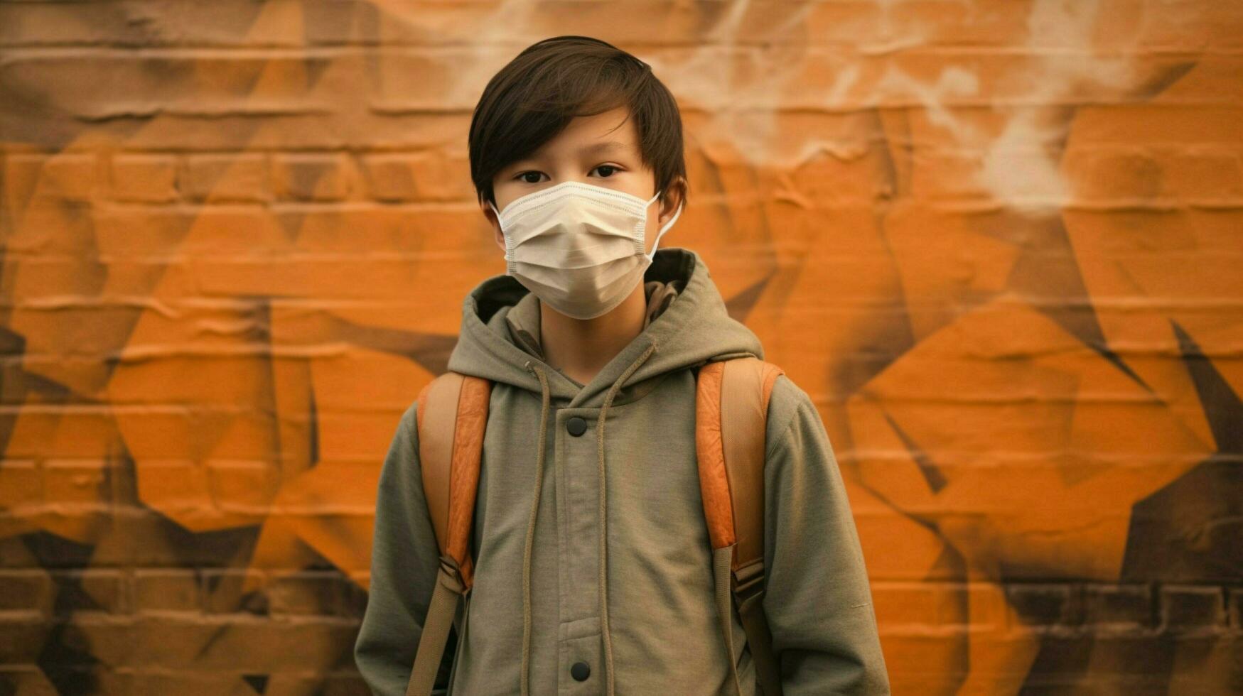 a boy wearing protective mask covid 19 mask wearing photo