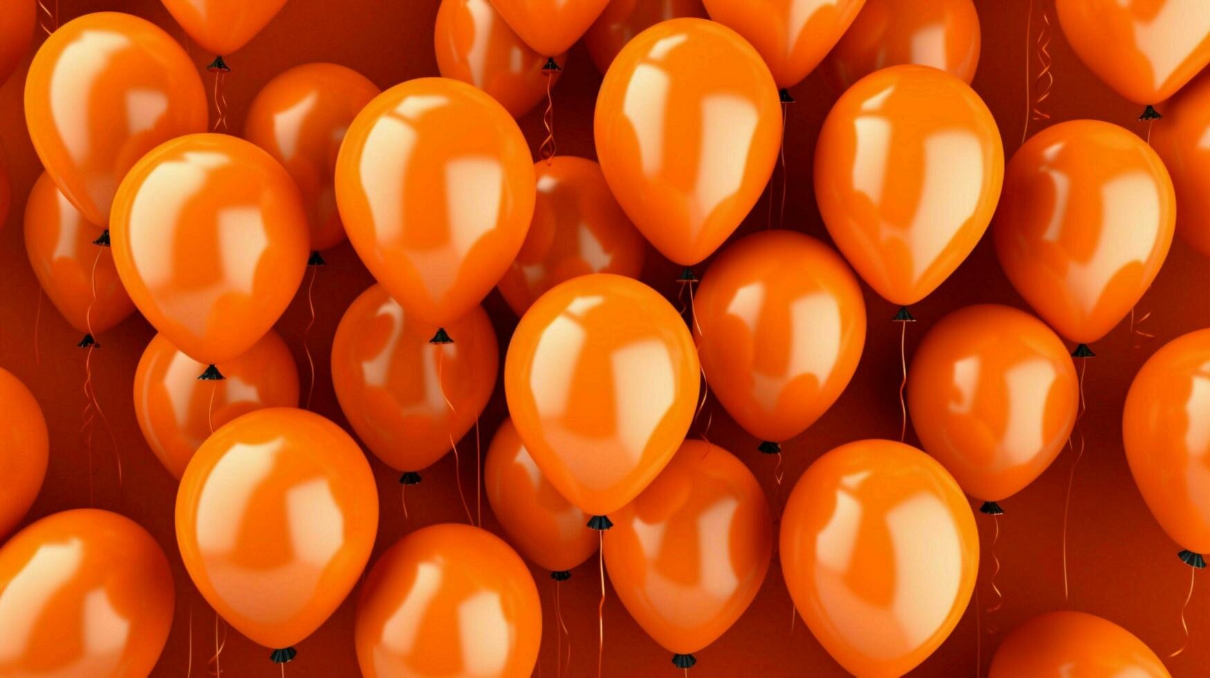 a bunch of orange balloons with the number 1 on photo