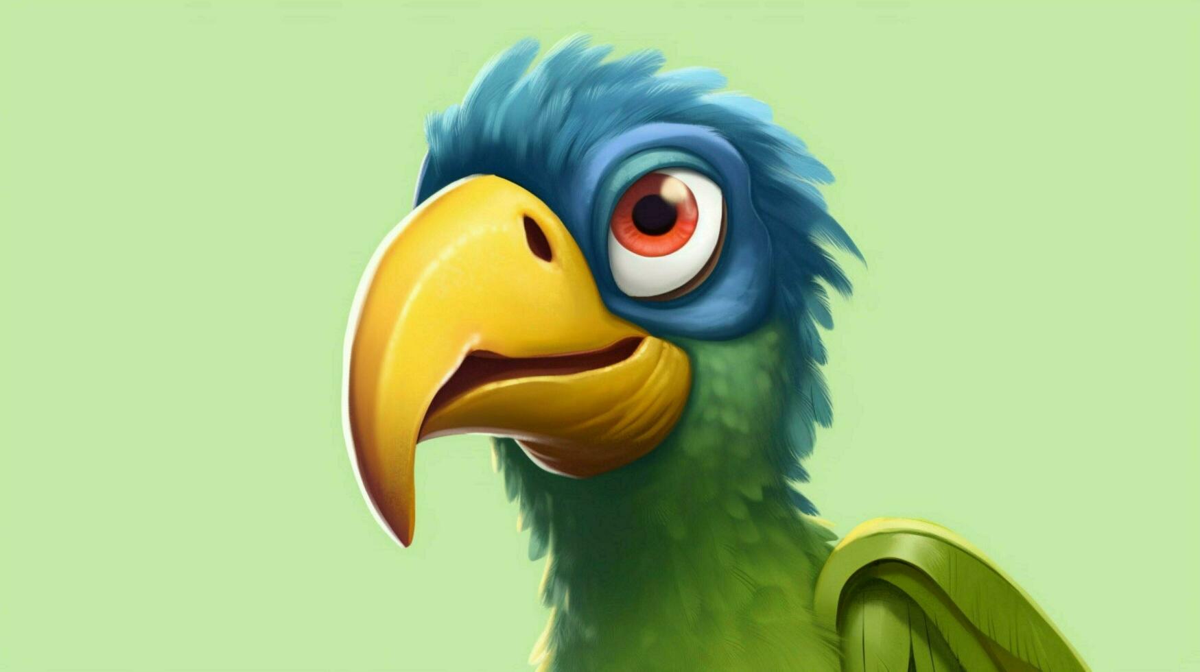 a cartoon bird with a green beak and a yellow bea photo
