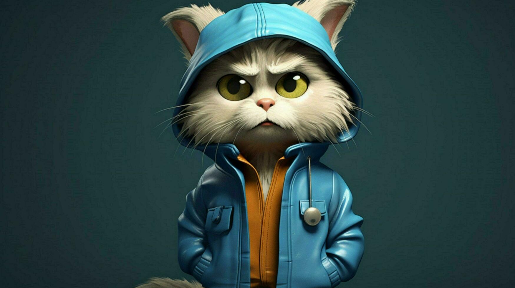 a cartoon cat wearing a blue jacket with a letter 30647513 Stock Photo