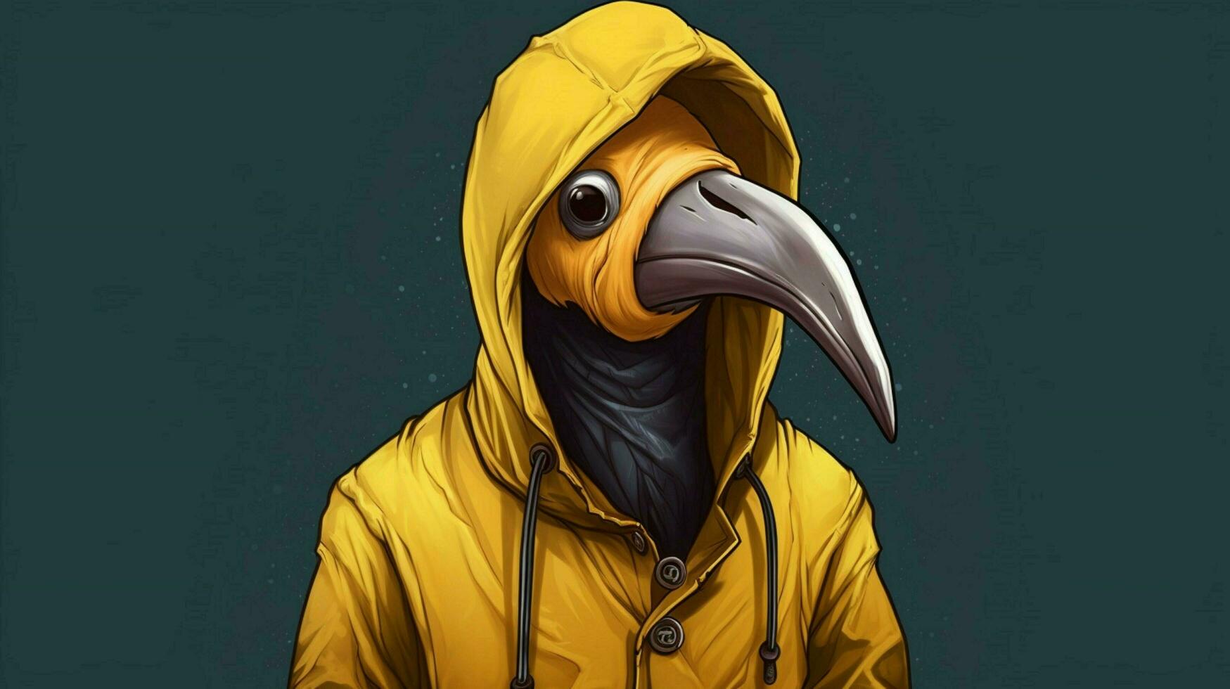 a cartoon character with a yellow jacket and a ho photo