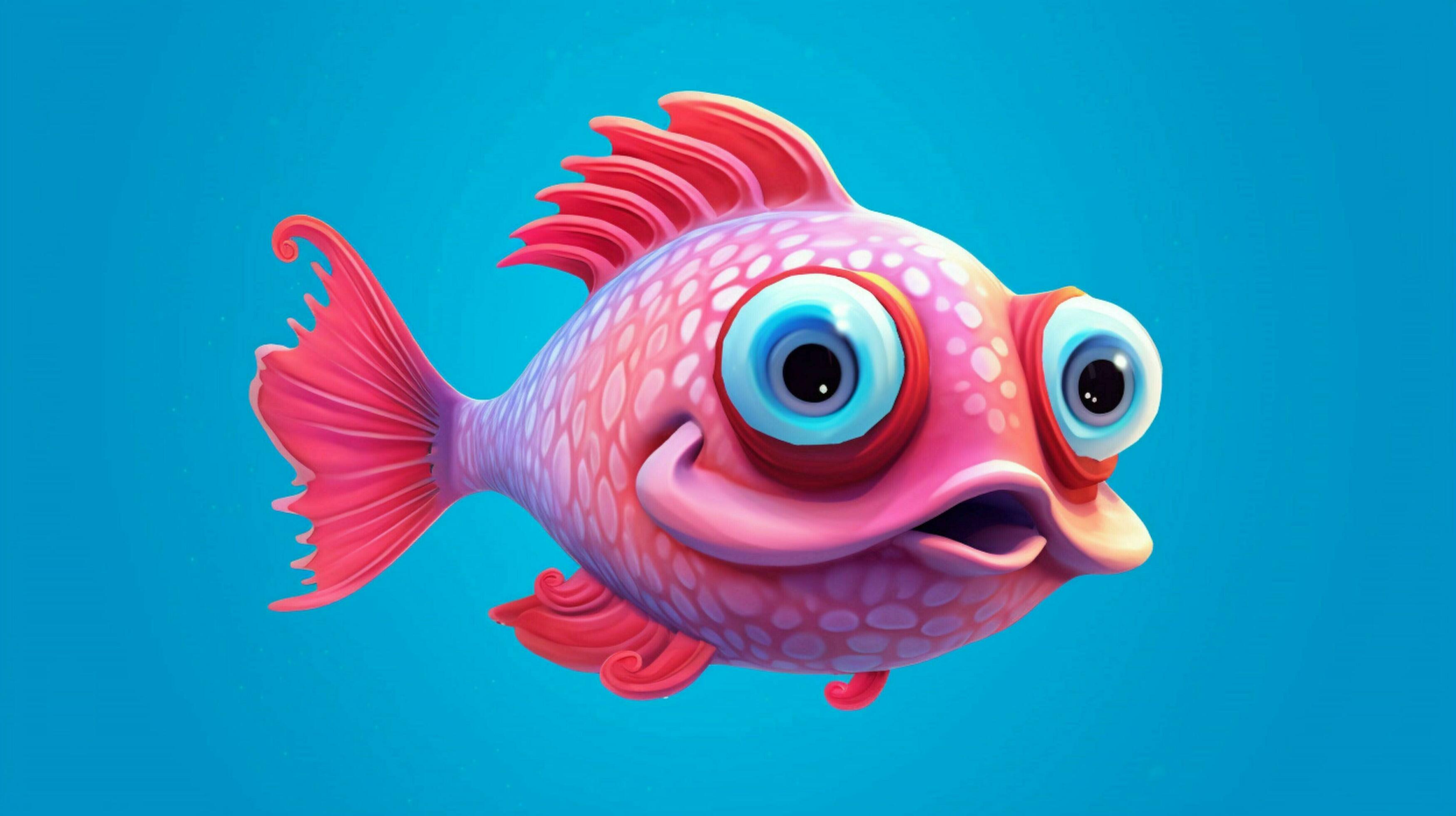 a cartoon fish with a pink face and a blue background 30647605