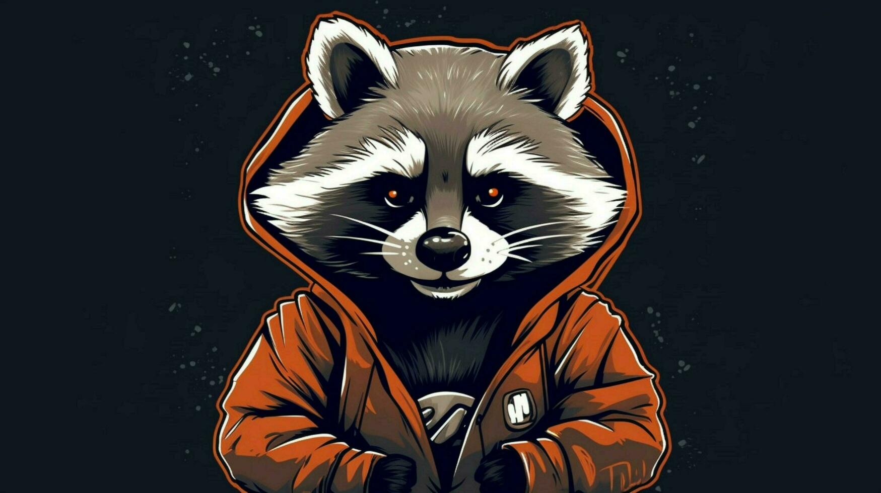 a cartoon image of a raccoon wearing a hoodie photo