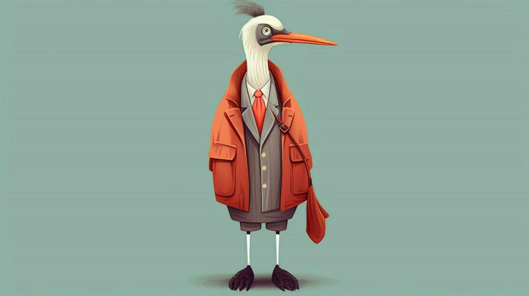 a cartoon of a bird wearing a jacket with the wor photo