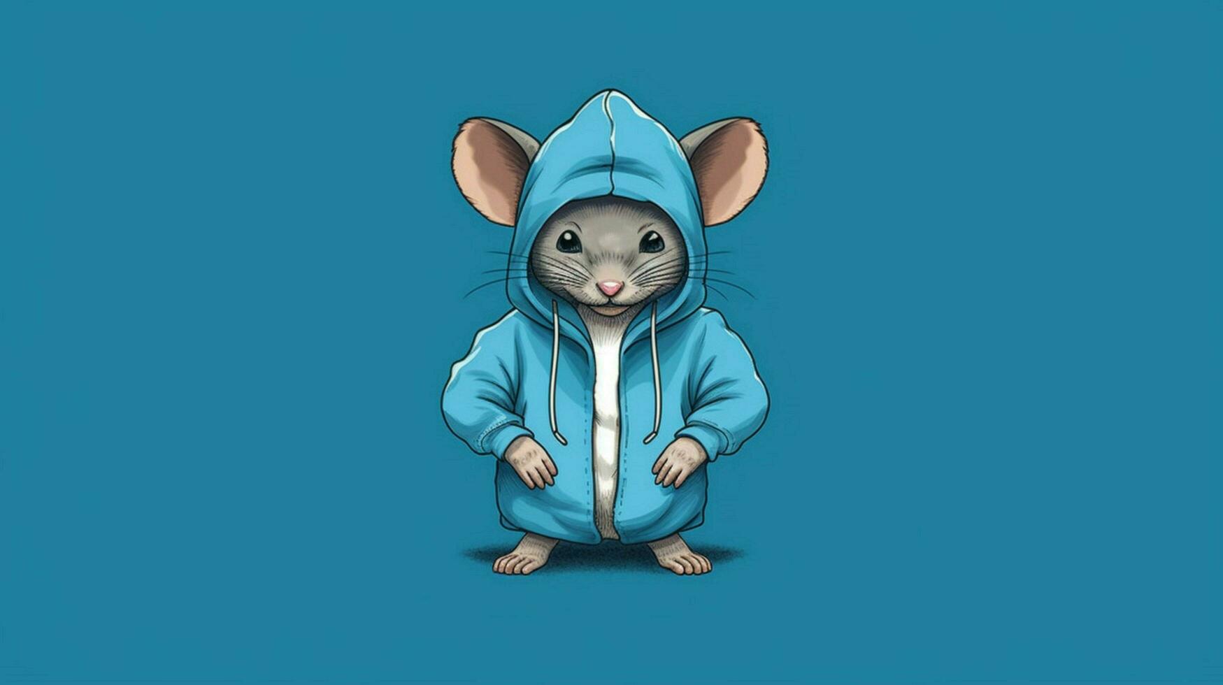 a cartoon rat with a blue hoodie and a blue hoodi photo