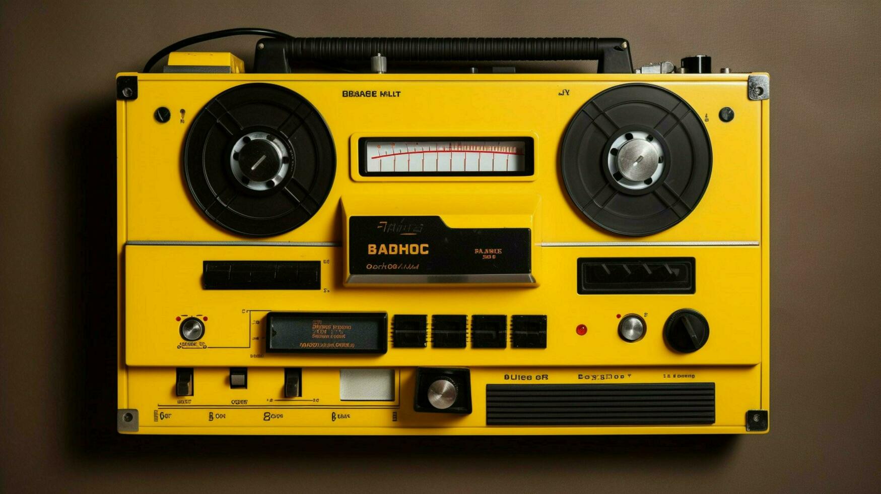 a cassette player with a yellow and black label t photo