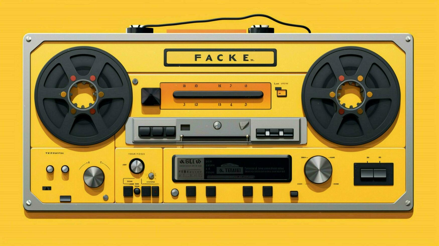 a cassette player with a yellow and black label t photo