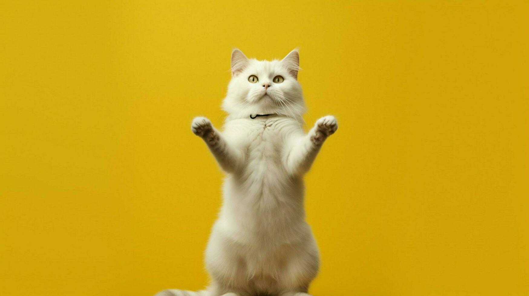 a cat with a white chest and white chest stands o photo