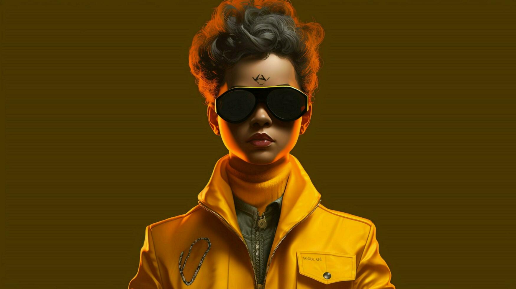 a character wearing a yellow jacket and sunglasse photo