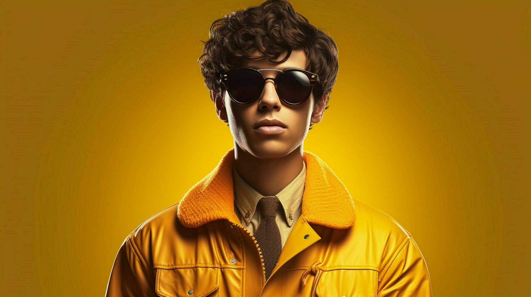 a character wearing a yellow jacket and sunglasse photo