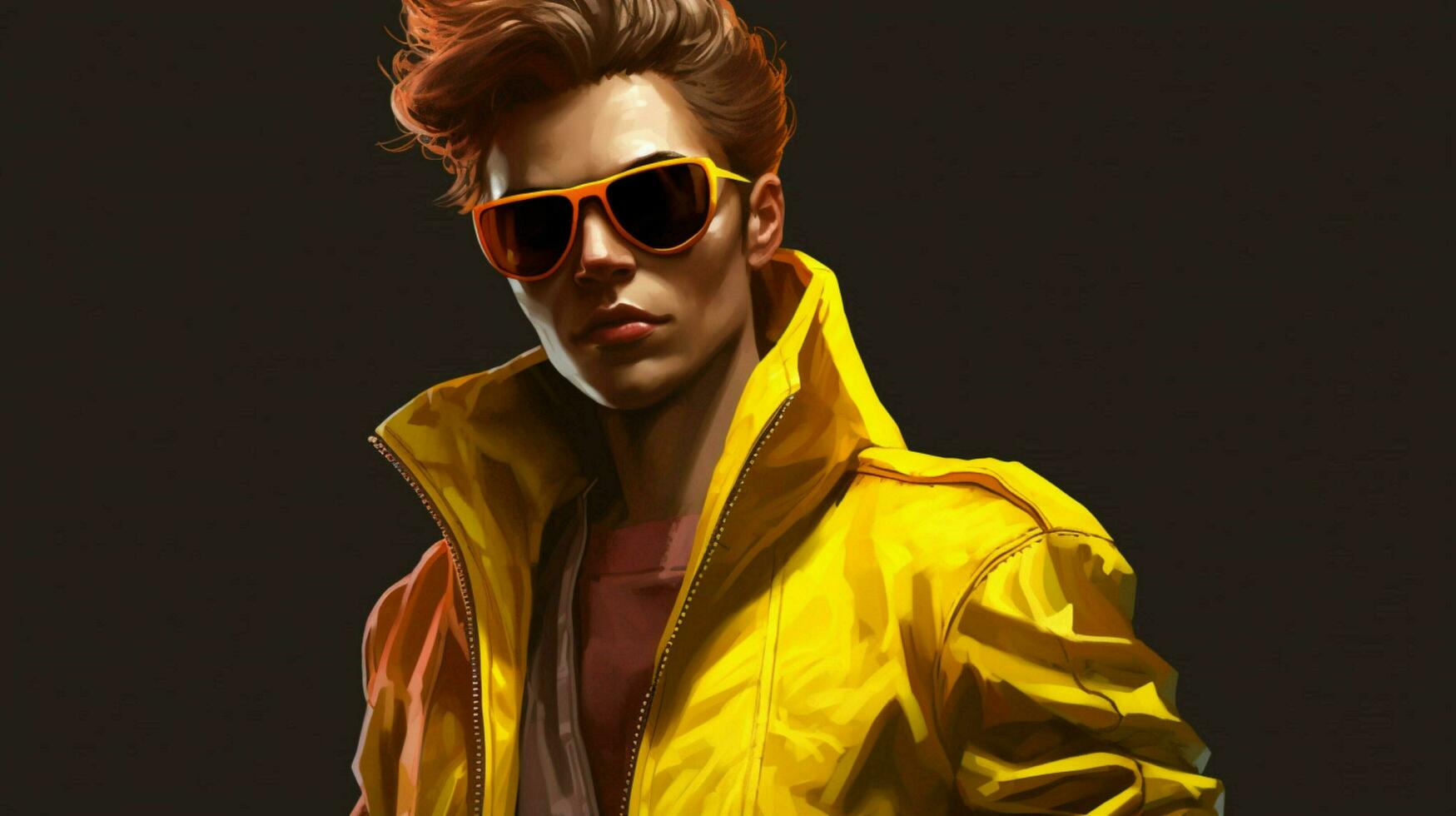 a character wearing a yellow jacket and sunglasse photo