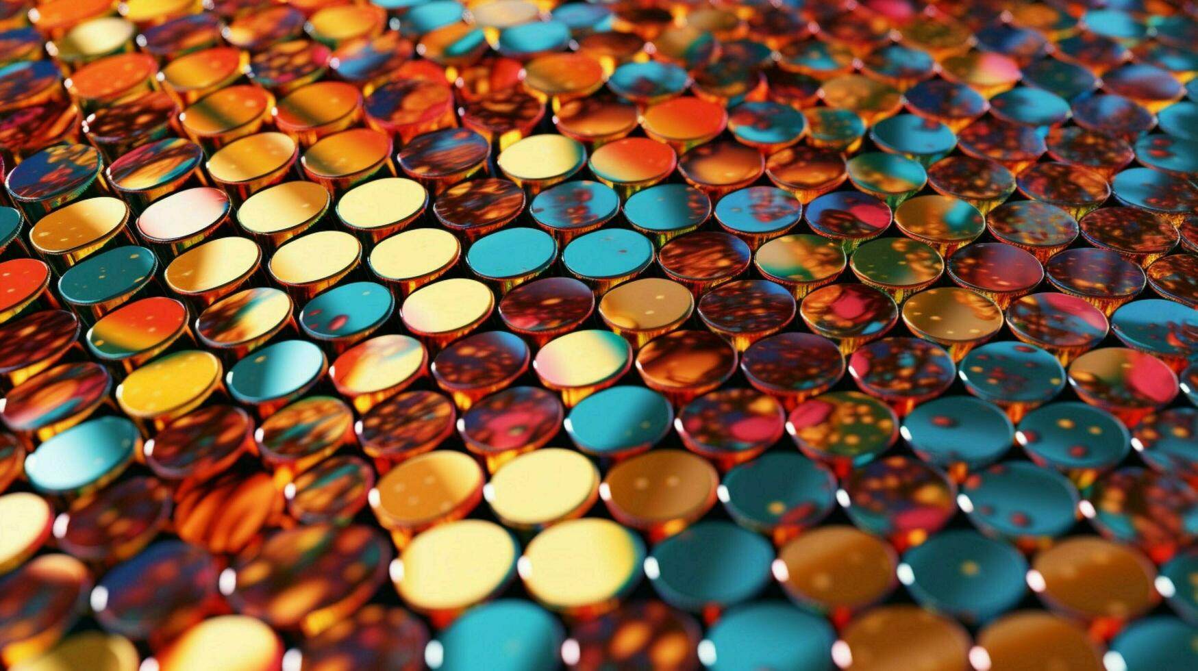 a close up of a shiny metallic and colorful surfa photo