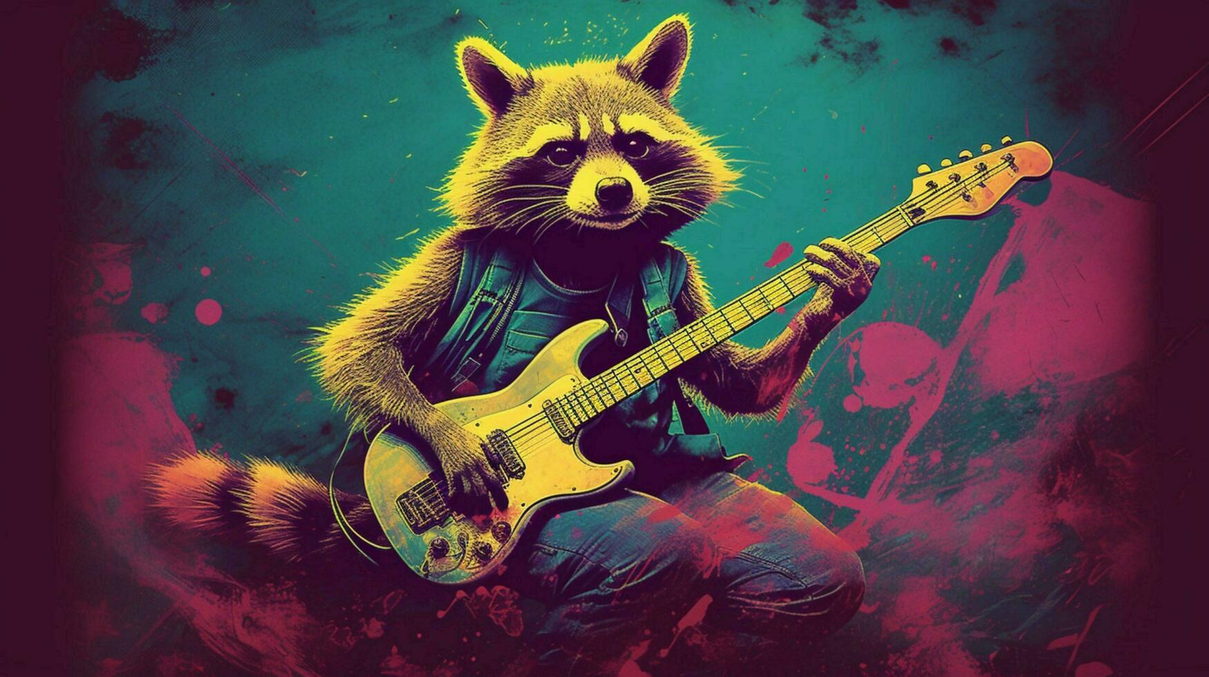 a colorful poster for a band called raccoon photo