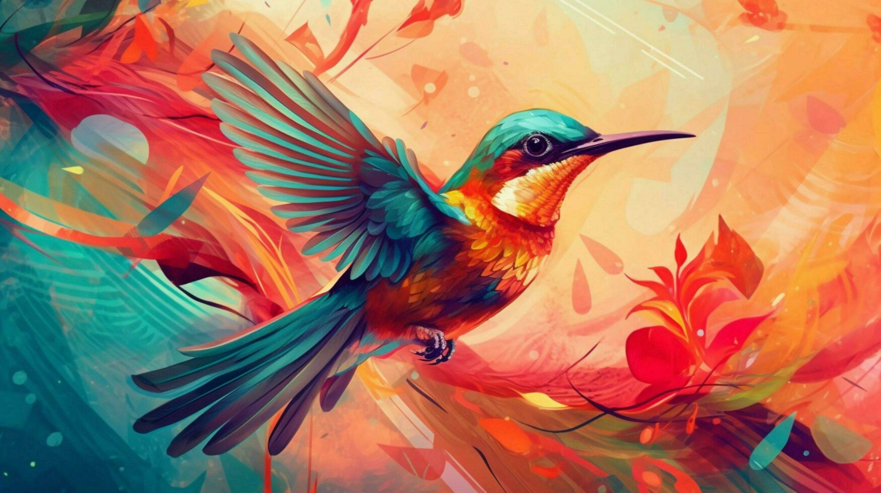 a colorful poster with a bird on it photo