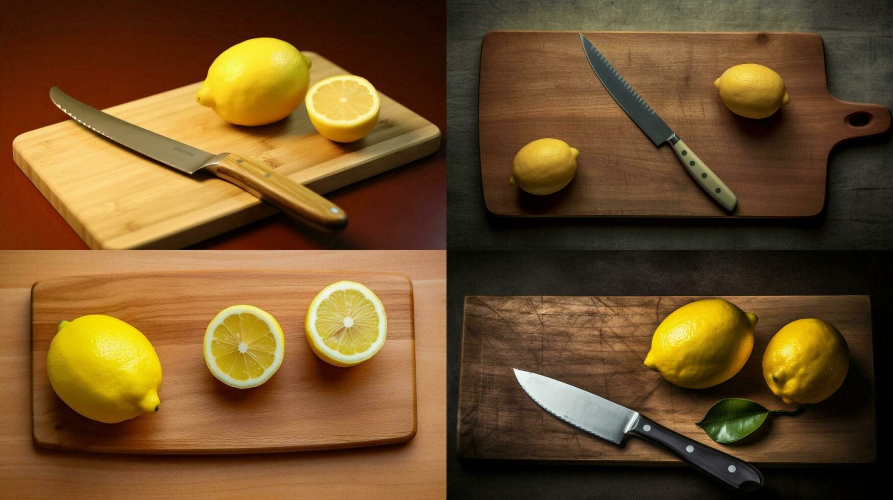 a cutting board with a knife and a knife with a l photo