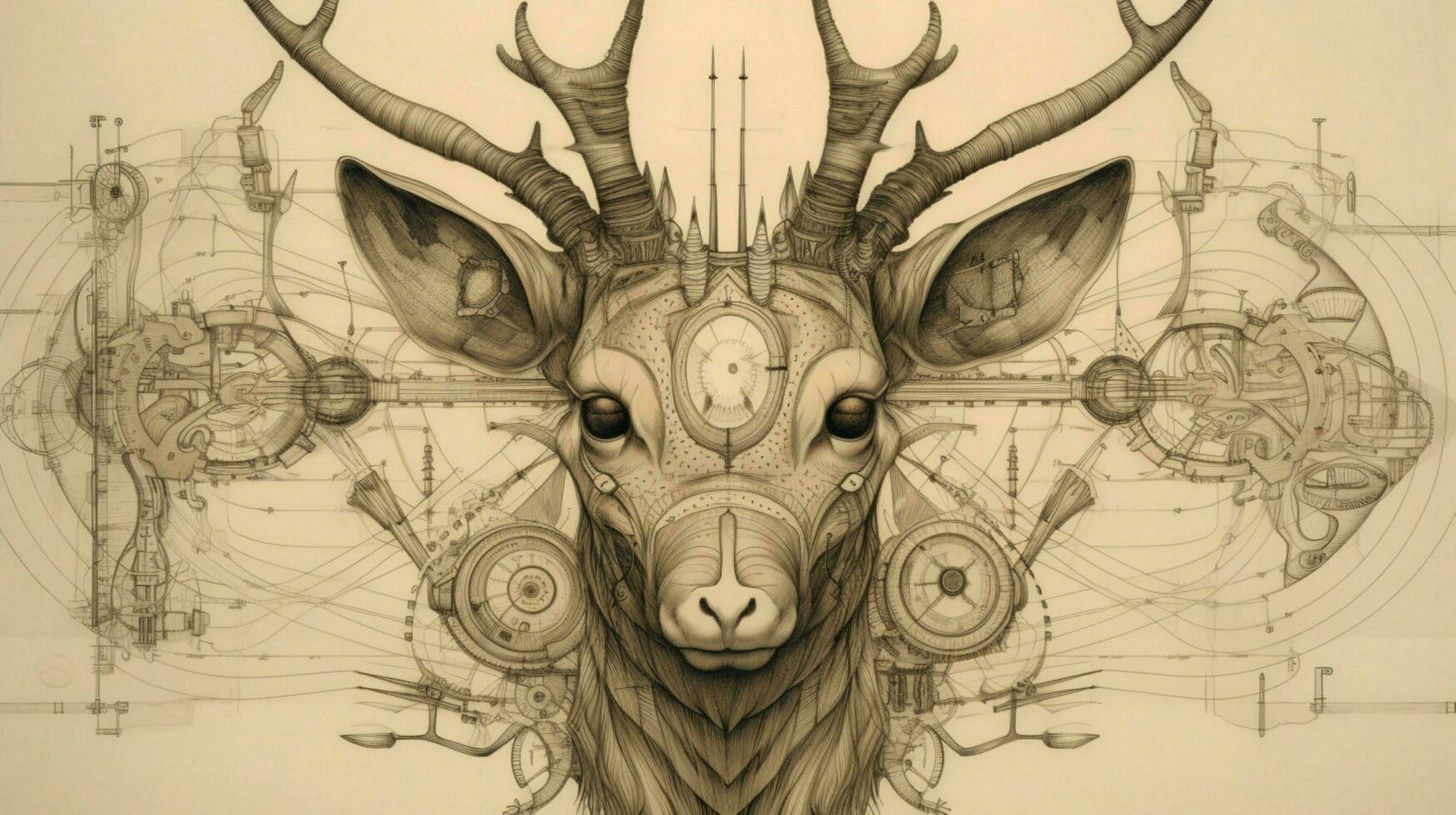a drawing of a deer with a mechanical head photo