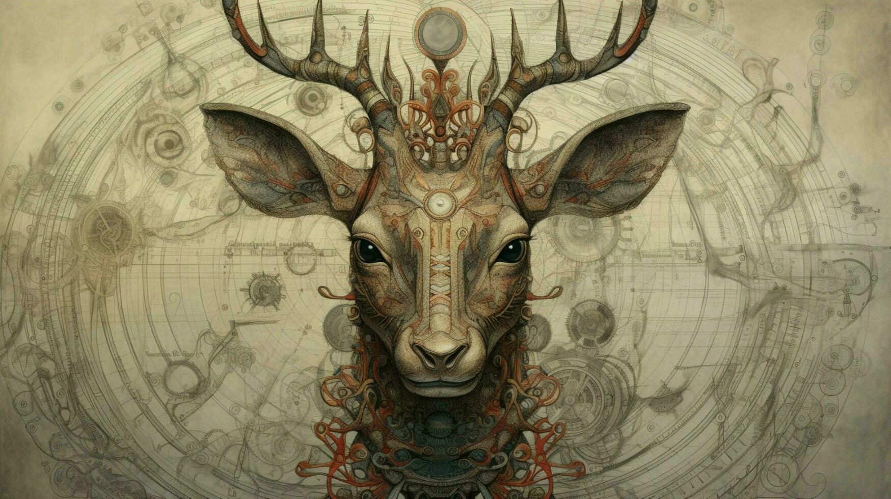 a drawing of a deer with a mechanical head photo