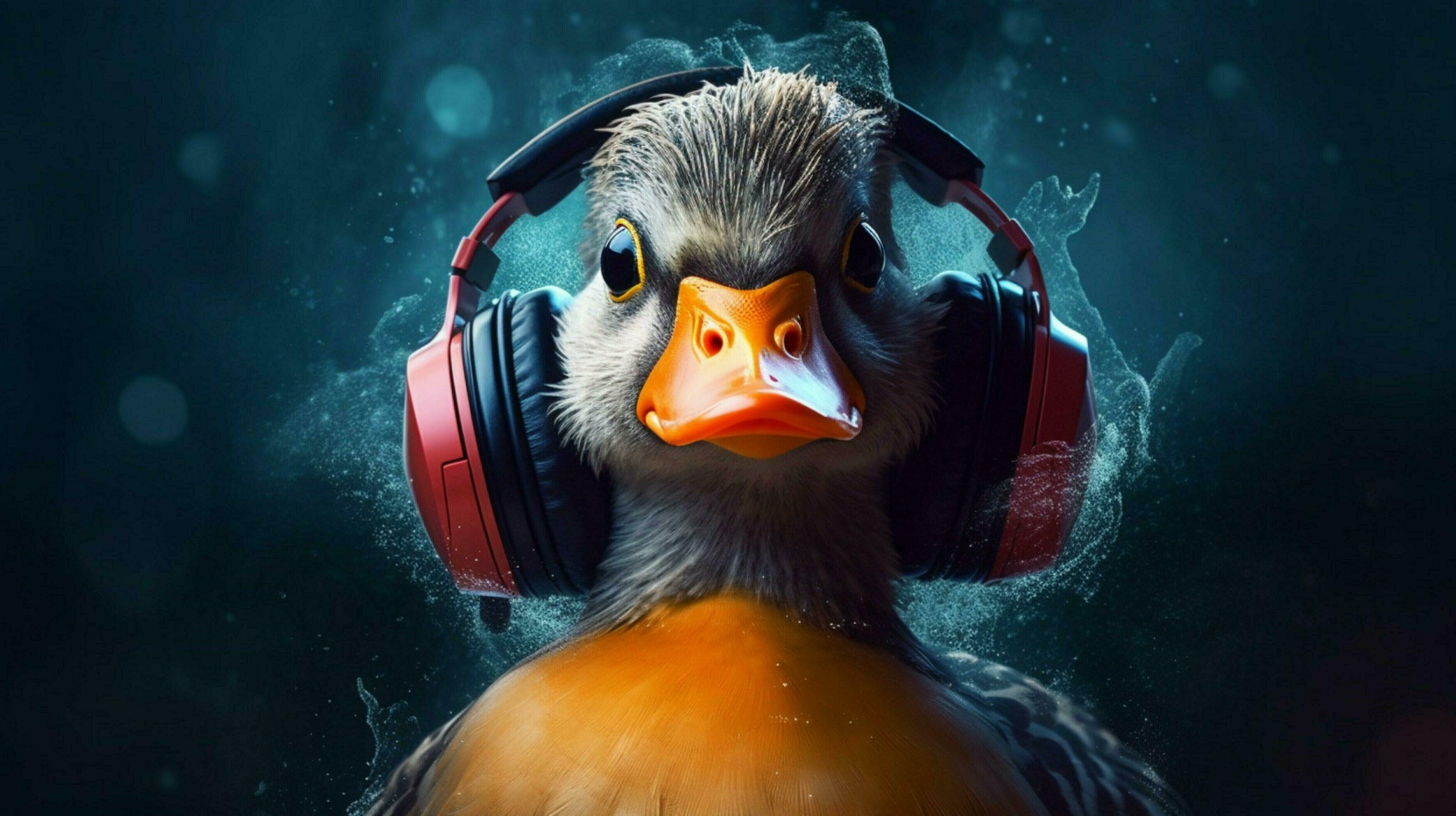 a duck with headphones and glasses 30648444 Stock Photo at Vecteezy