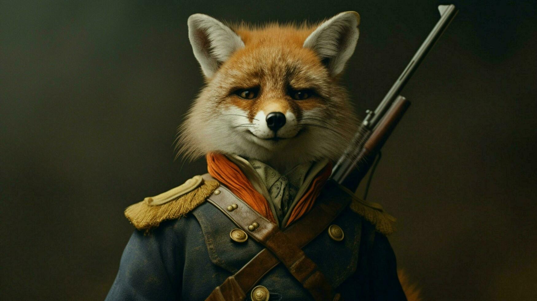 a fox with a gun on his head photo