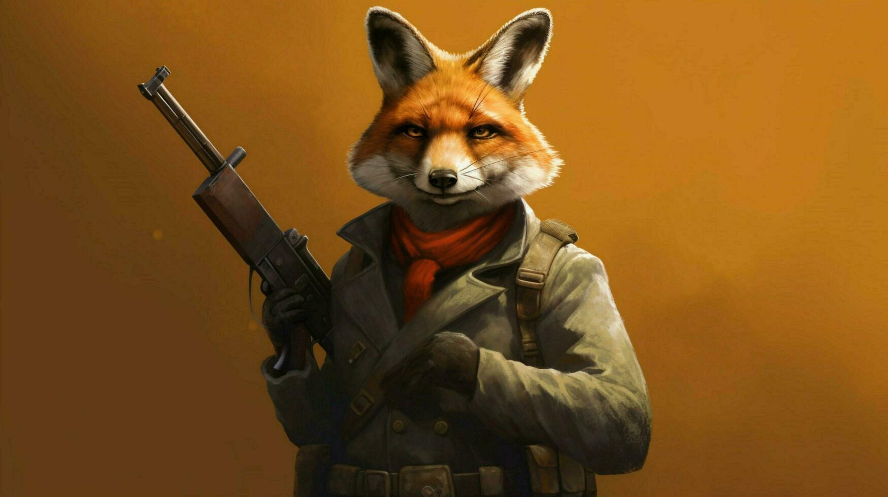 a fox with a gun on his head photo