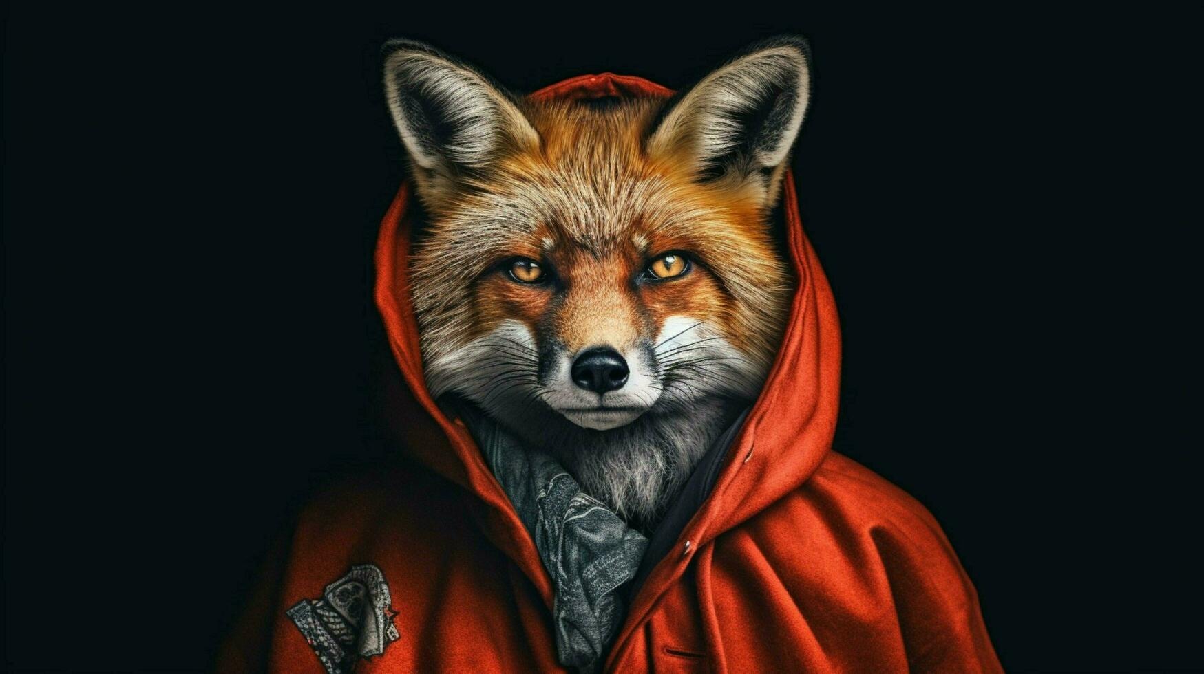 a fox with a hood and a hood photo