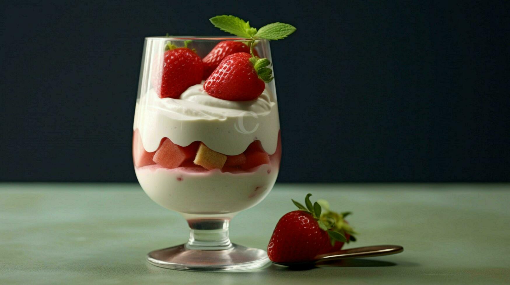 un vaso de fresa parfait con fresas foto