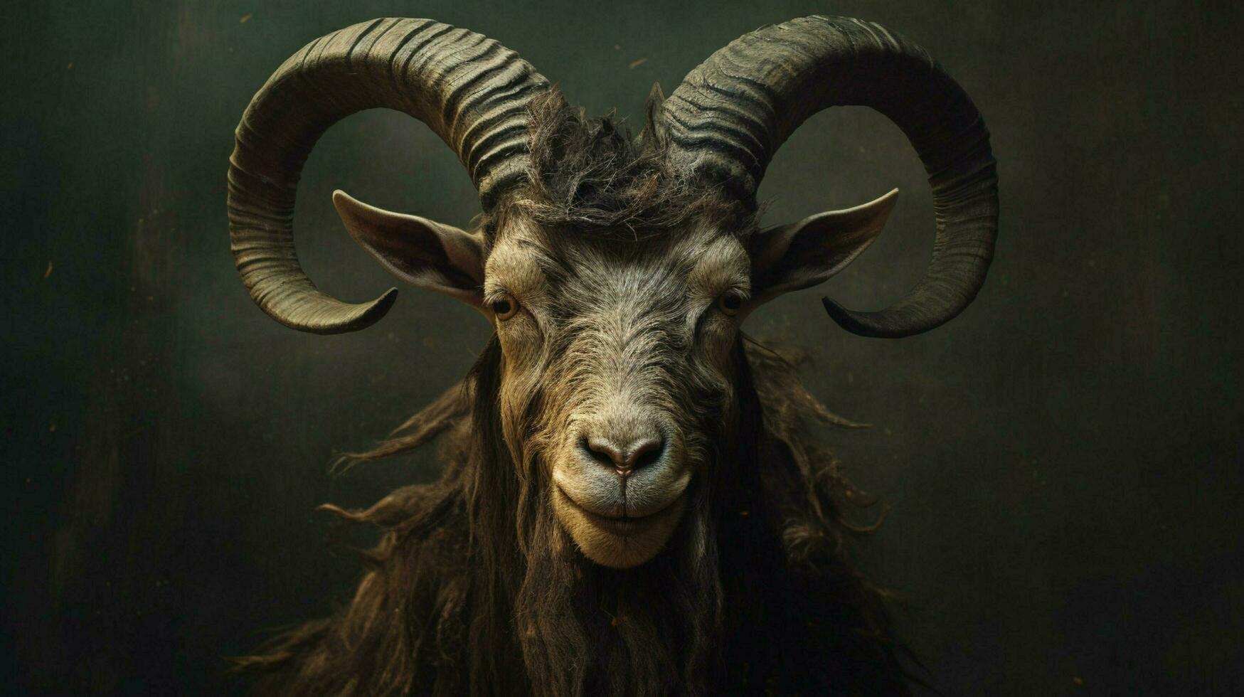 a goat with a face and horns photo