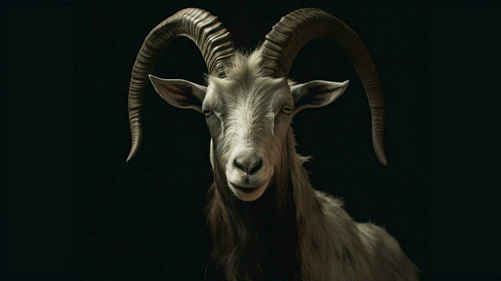 a goat with a face and horns photo