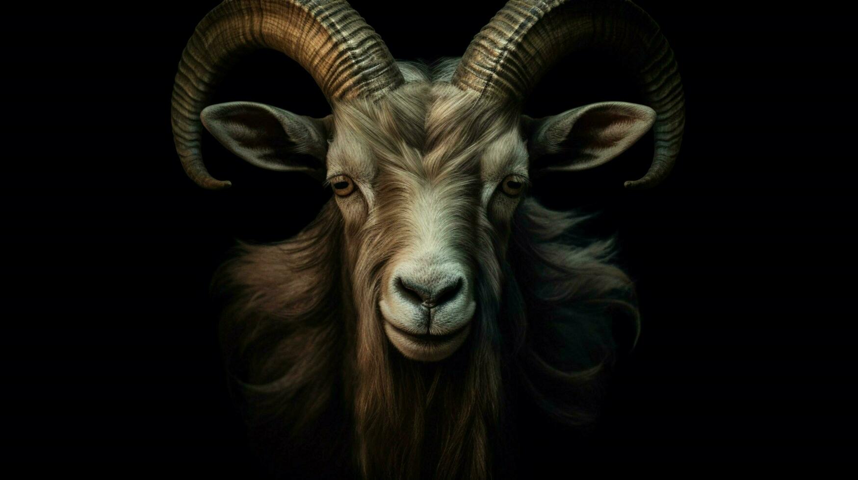 a goat with a face and horns photo