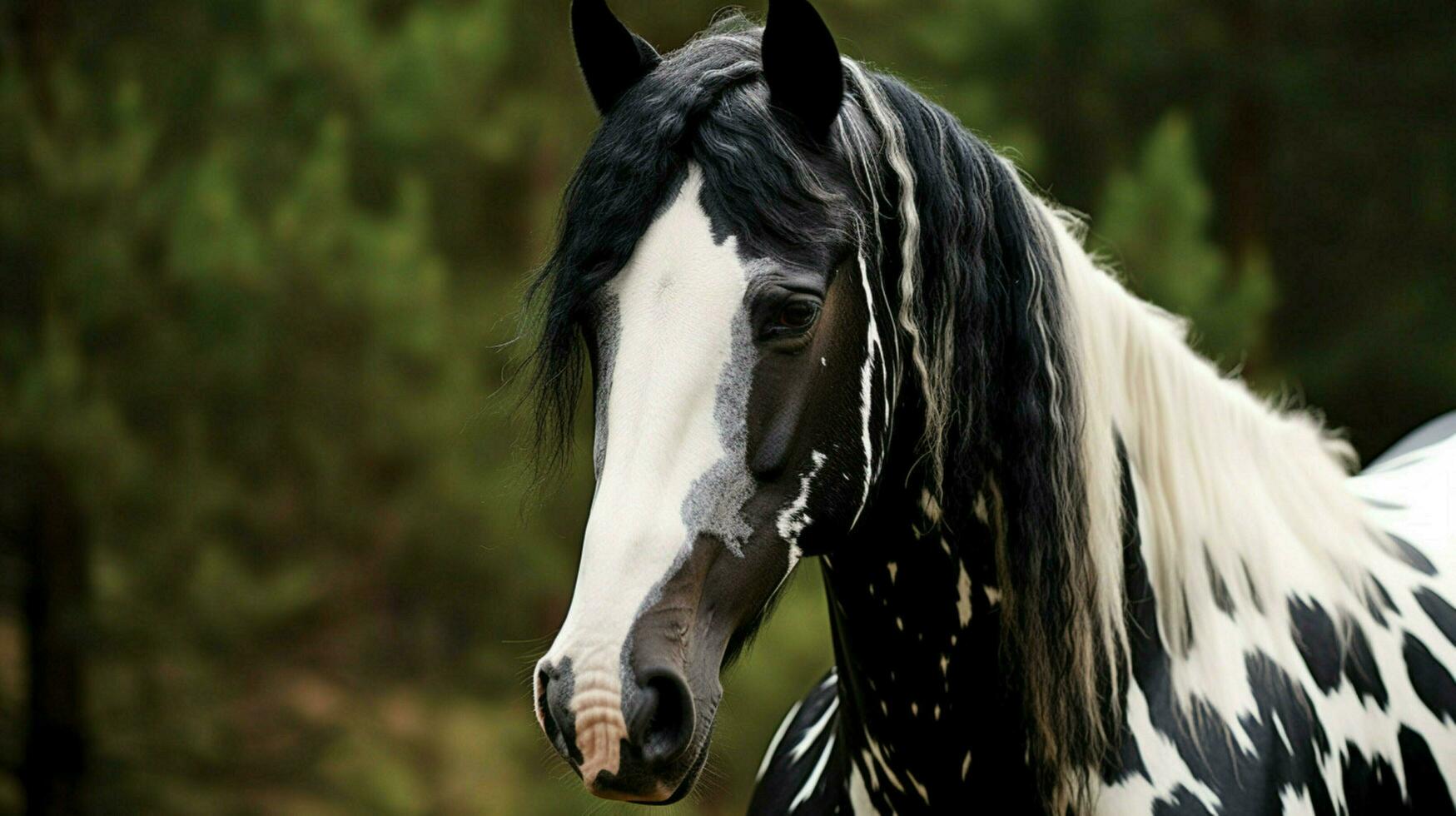 a horse with a black mane and white markings photo