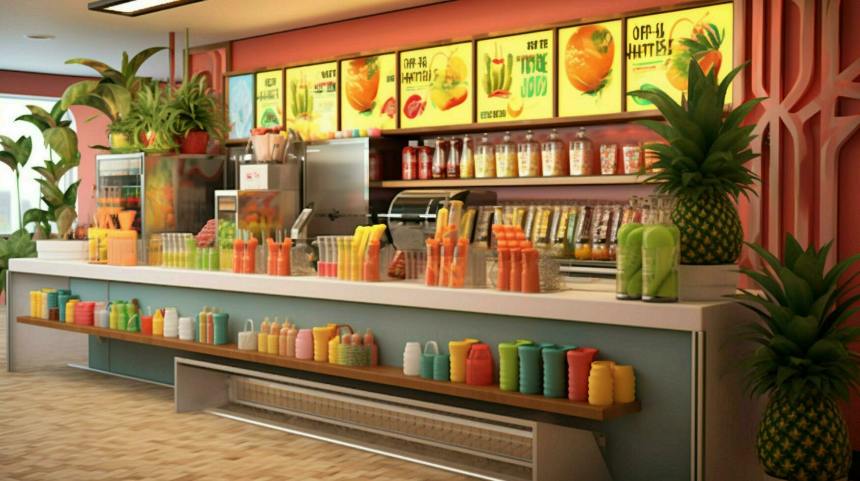 a juice bar featuring fresh vegetable and fruit photo