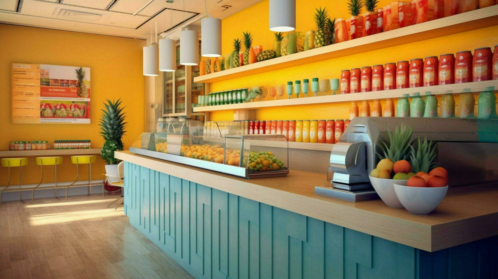 a juice bar featuring fresh vegetable and fruit photo
