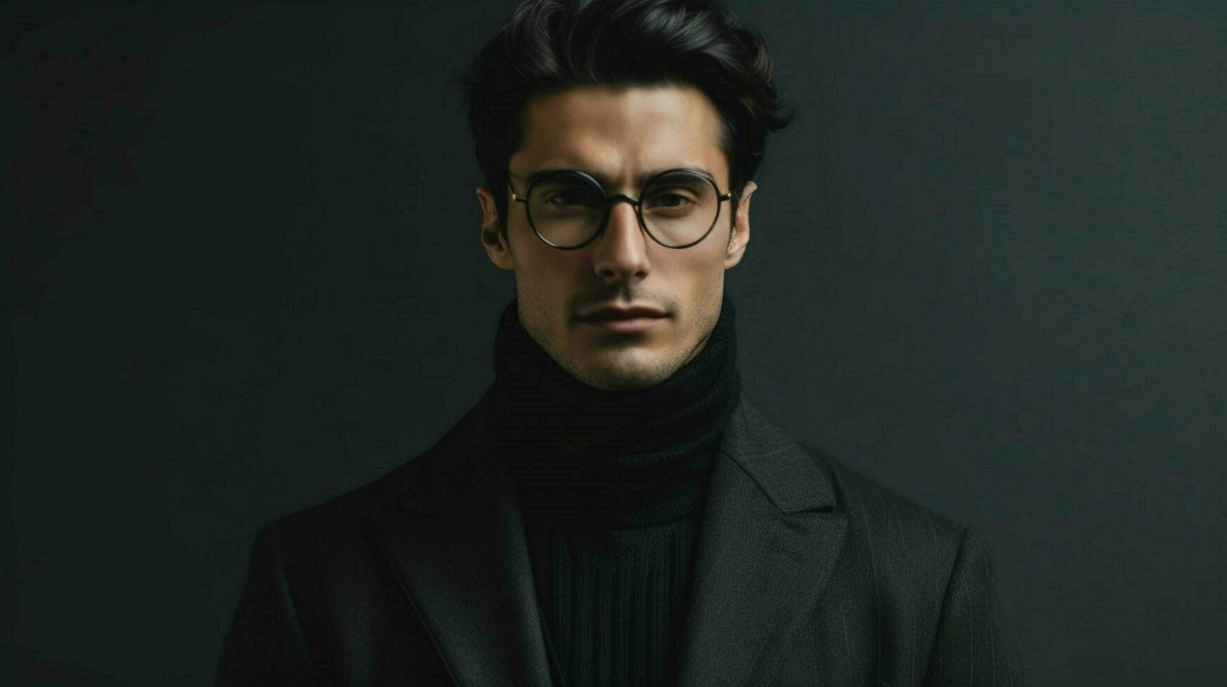 a man wearing glasses and a black turtleneck photo