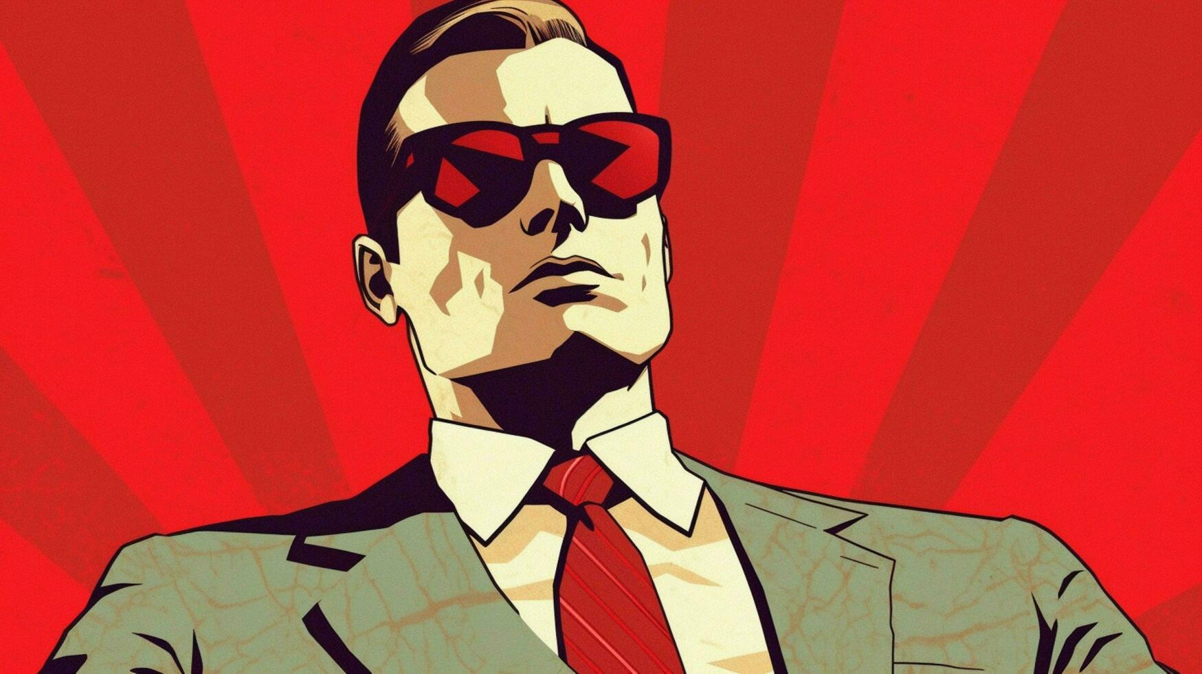 a man wearing sunglasses and a red tie photo