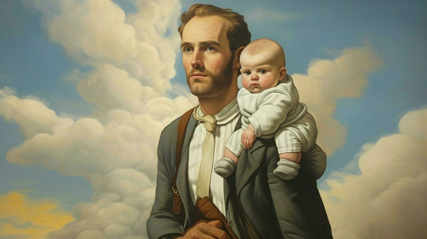 a man with a baby on his back photo