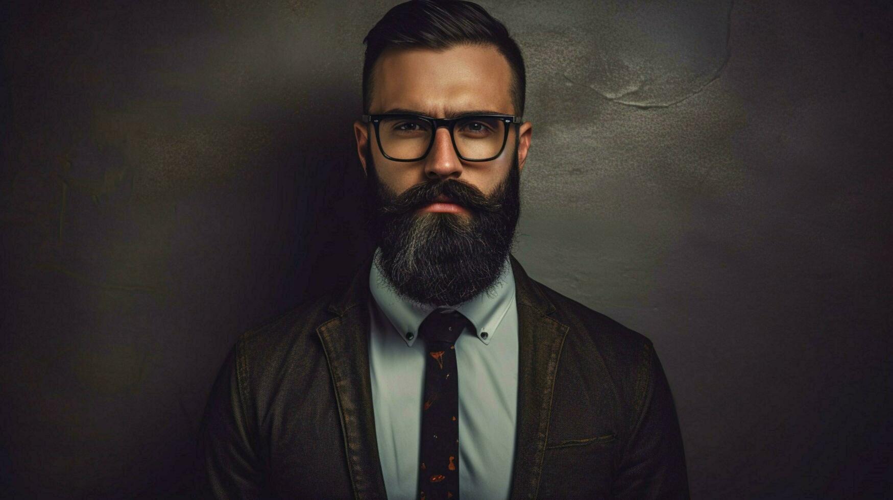 un hombre con un barba y lentes es vistiendo un camisa foto