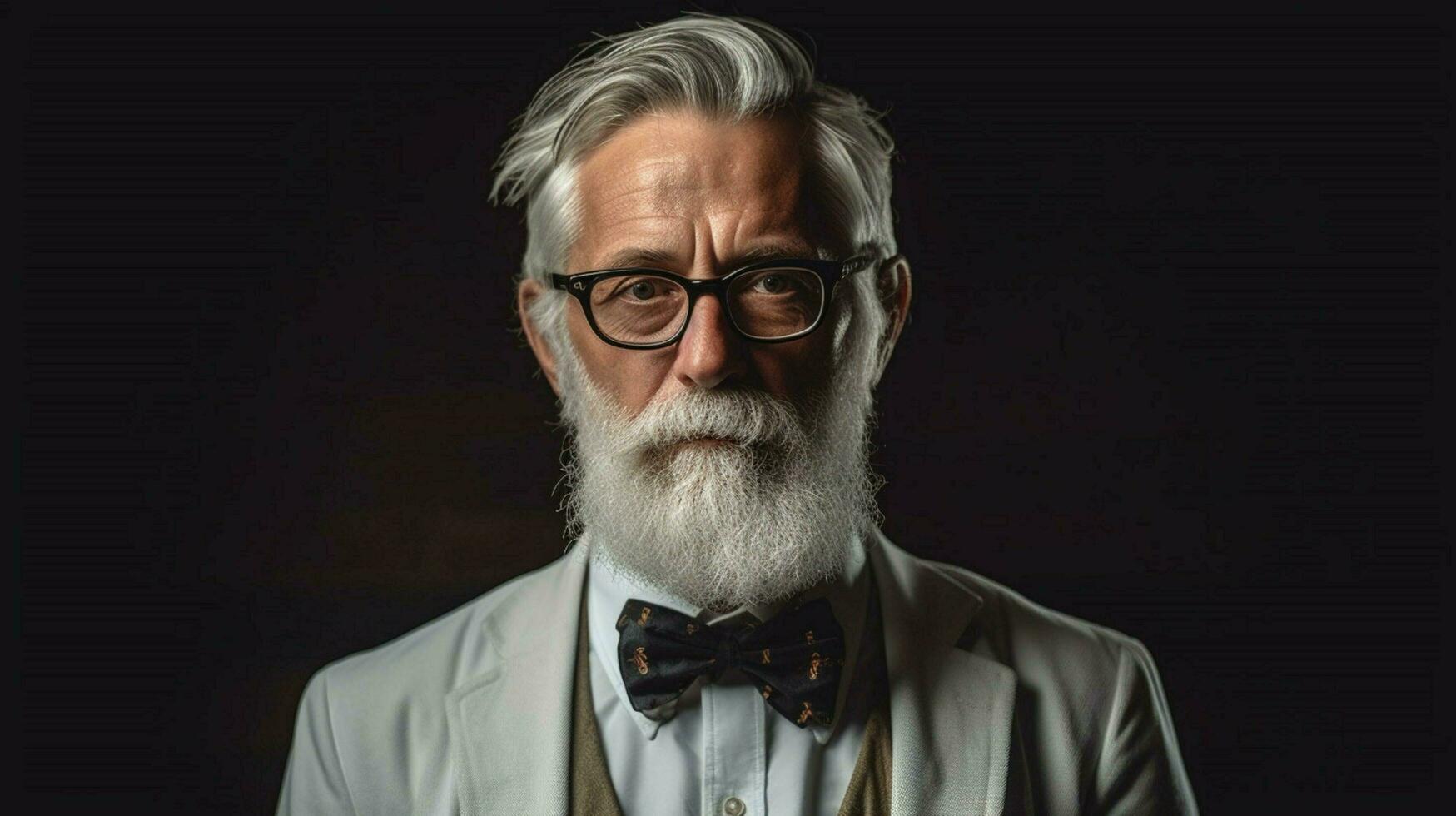 un hombre con un gris barba y lentes es mostrado foto