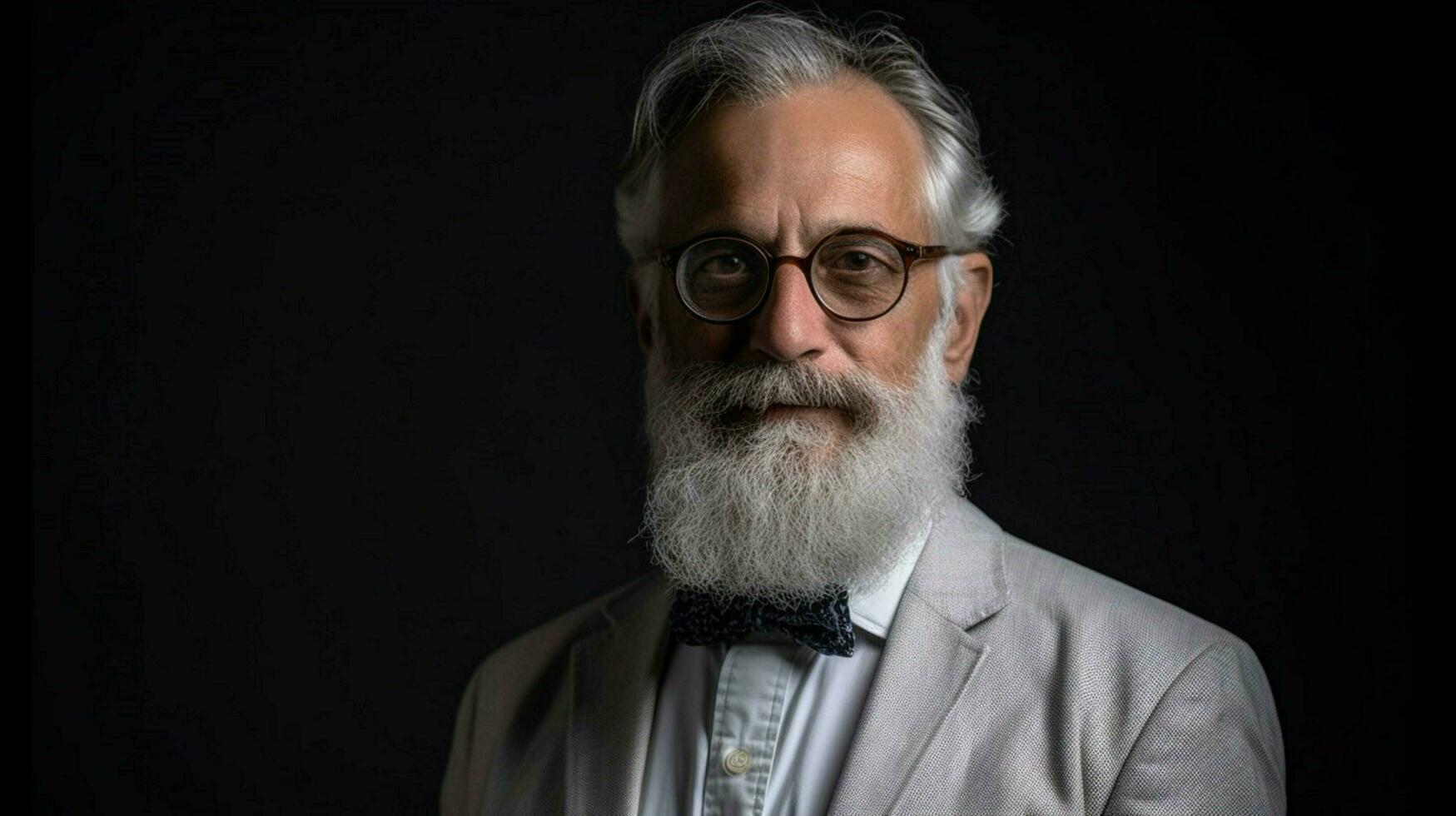 un hombre con un gris barba y lentes es mostrado foto