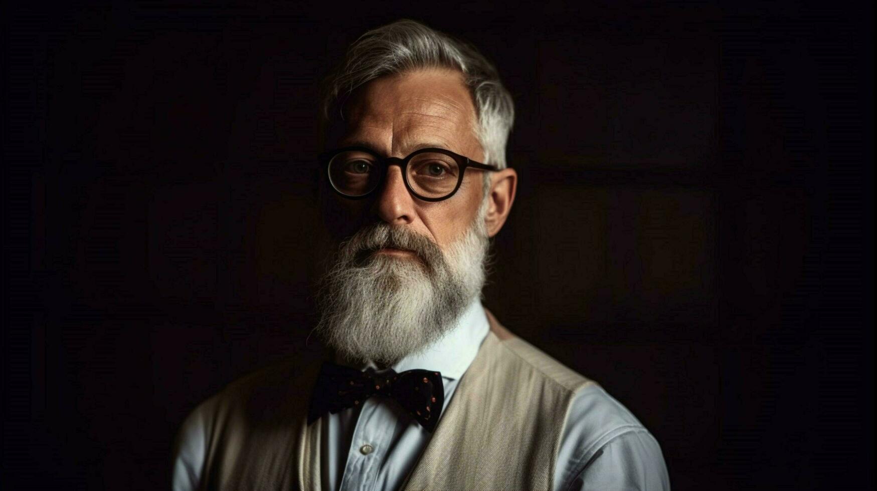 a man with a grey beard and glasses is shown photo