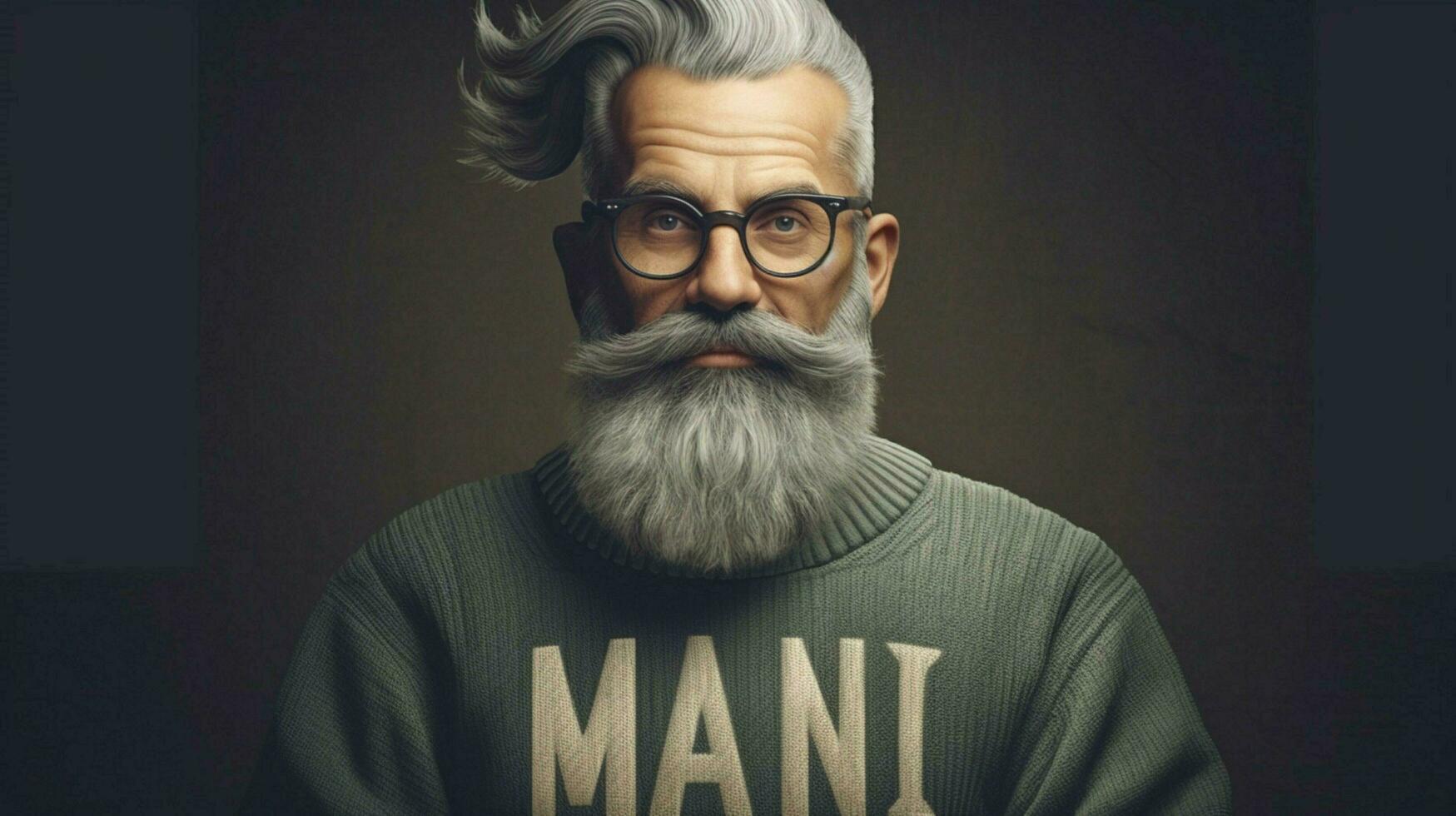 a man with glasses and a beard wearing a sweater photo