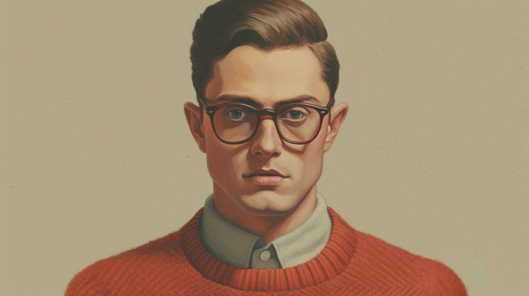 a man with glasses and a sweater photo