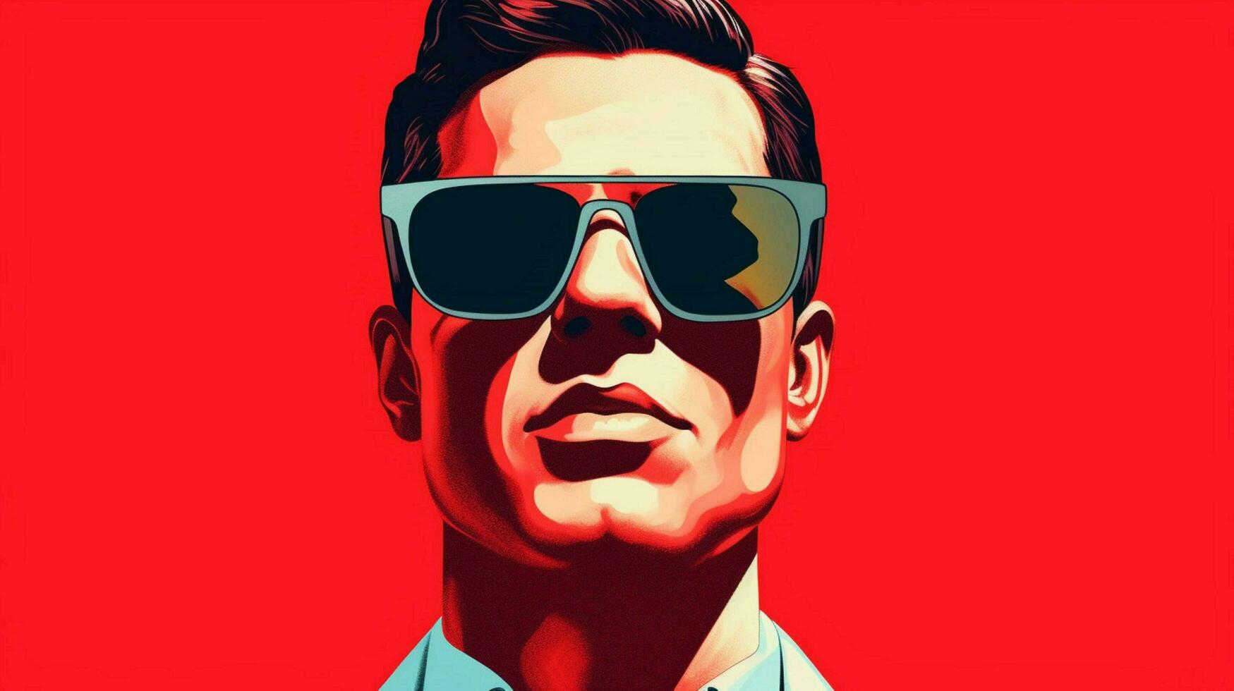 a man with sunglasses that says sunglasses on it photo