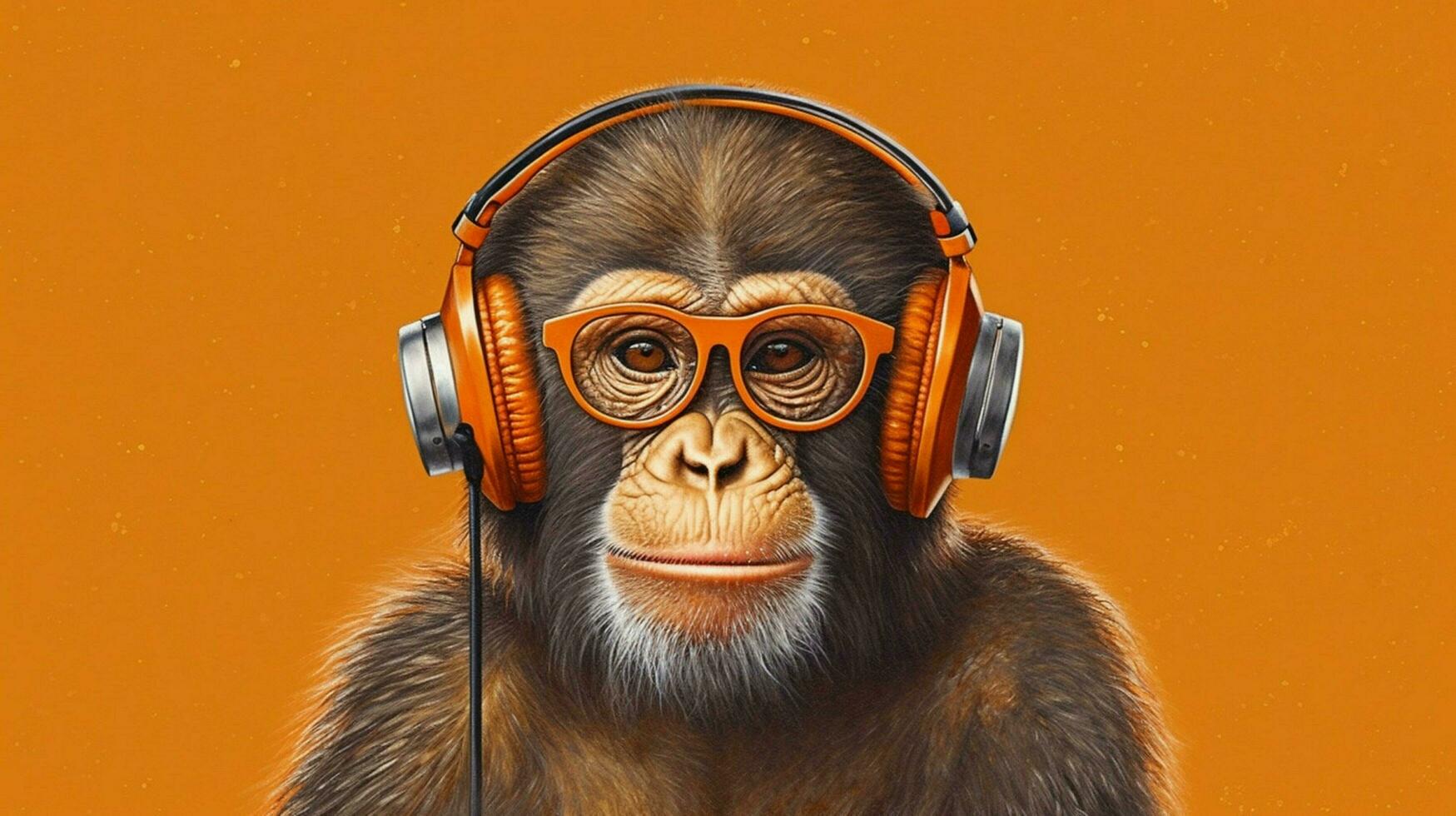 a monkey with headphones and glasses photo
