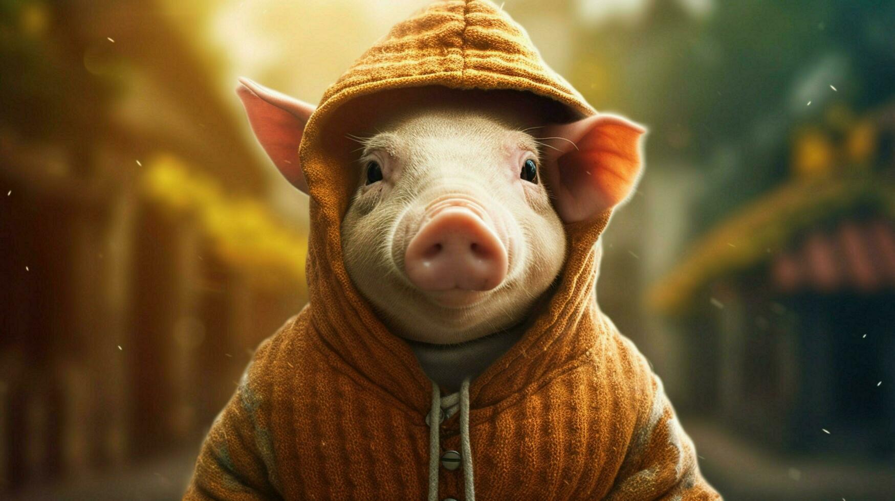 a pig wearing a hoodie that saysarmadilloon it photo