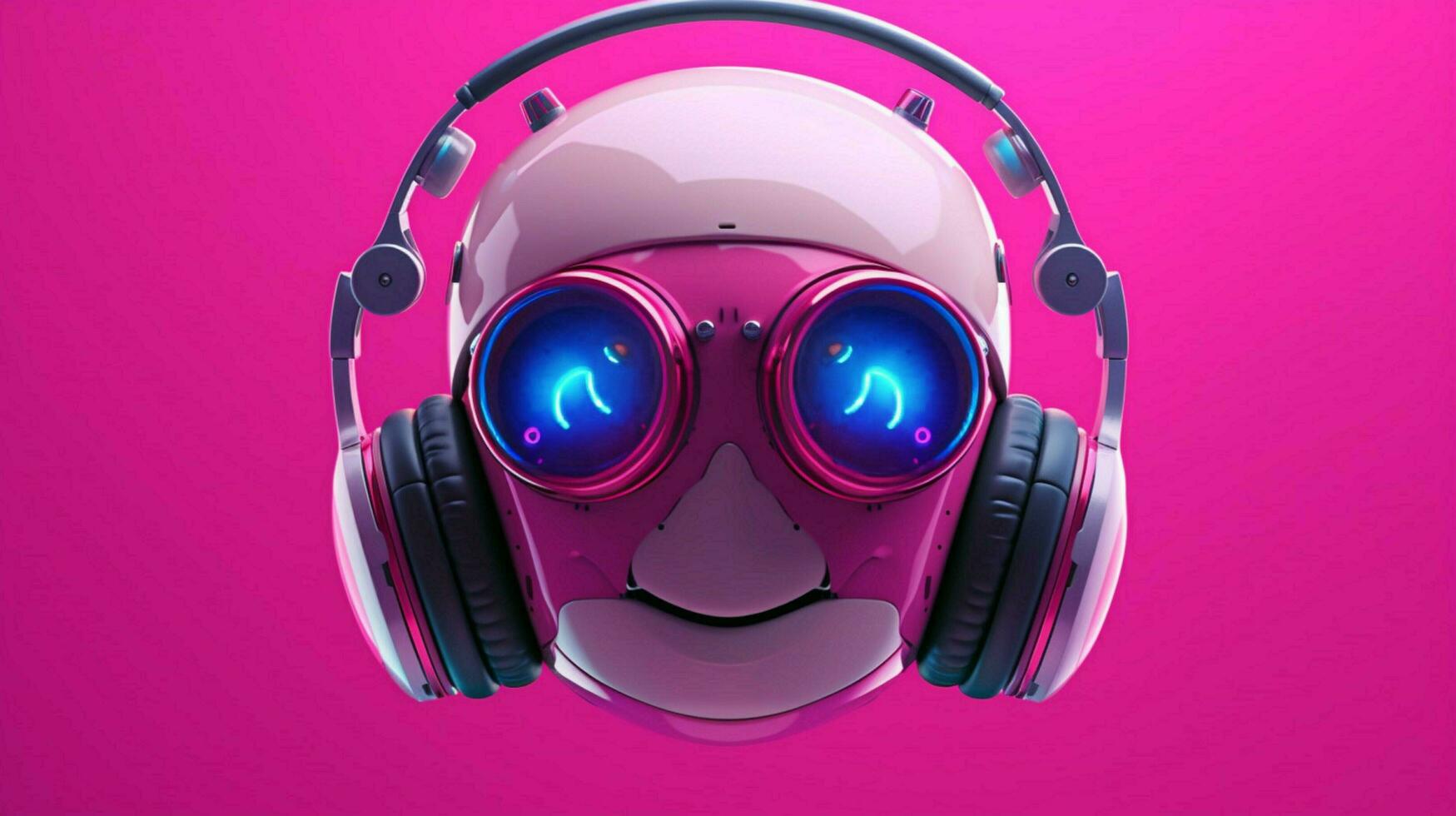 a poster for a robot with a pink headphone photo