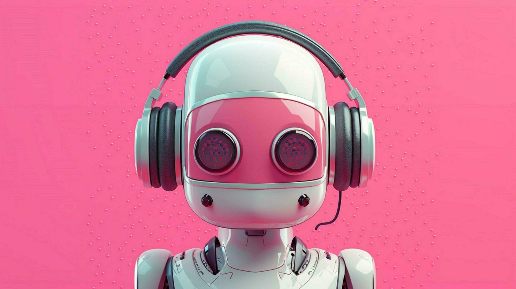 a poster for a robot with a pink headphone photo