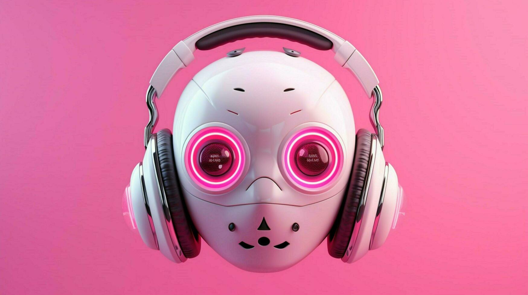 a poster for a robot with a pink headphone photo