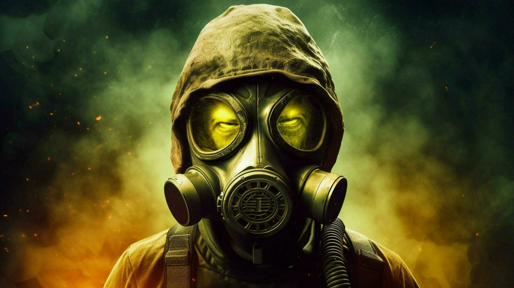 a poster of a alien with a gas mask and a gas photo