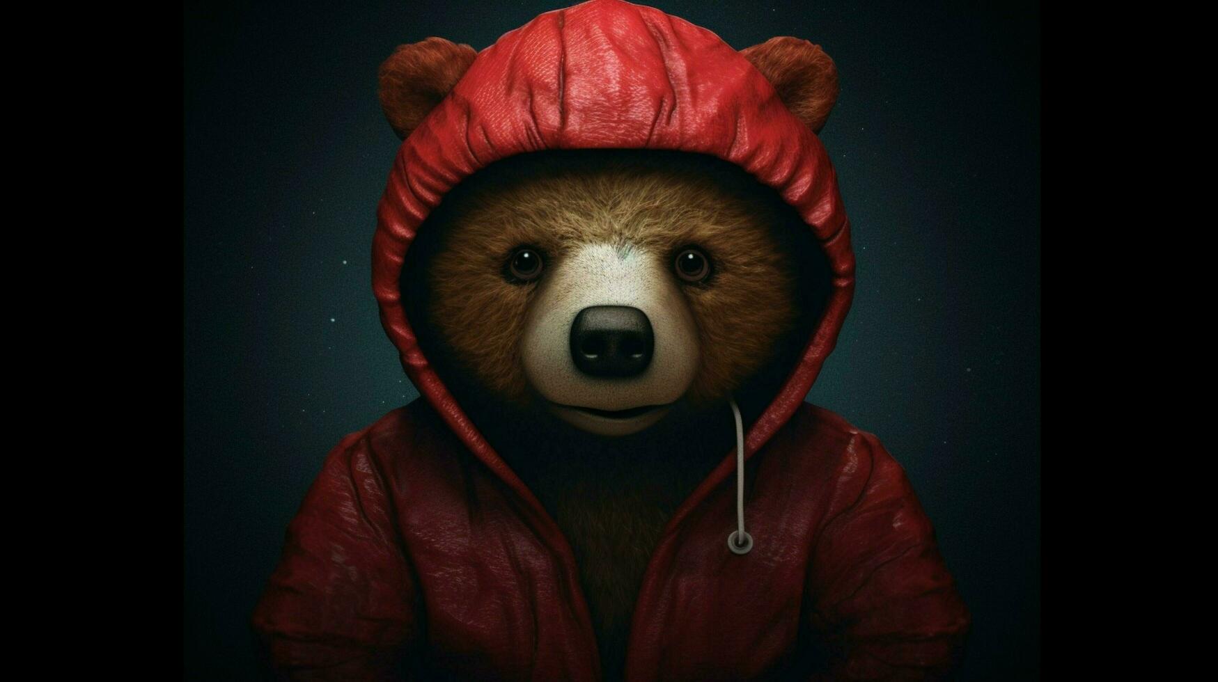 a poster of a bear with a hoodie that saysi love photo