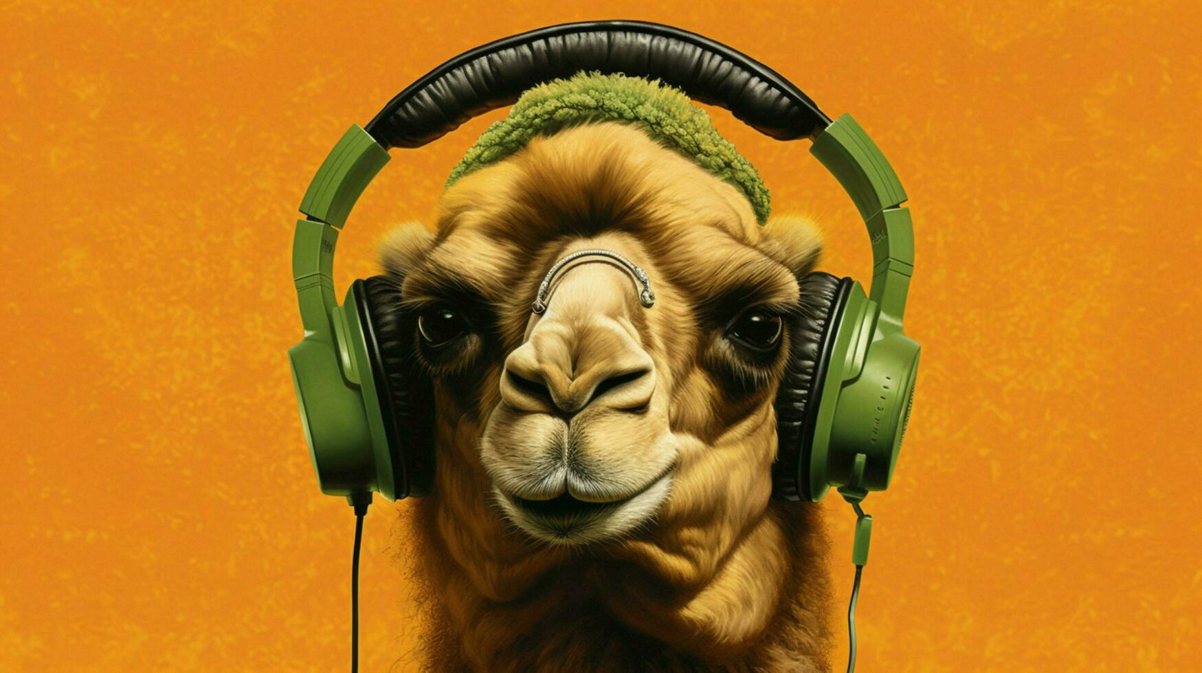 a poster of a camel with a gold background photo